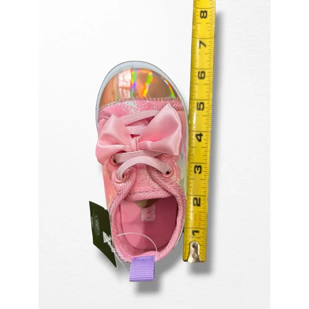 NEW Laura Ashley Pink Multi Canvas Sneakers, Toddler Size 5